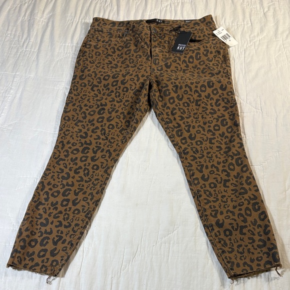 Kut from the Kloth Denim - Kut from the Kloth Donna High Rise Ankle Skinny Leopard Print Open Hem 10P NWT